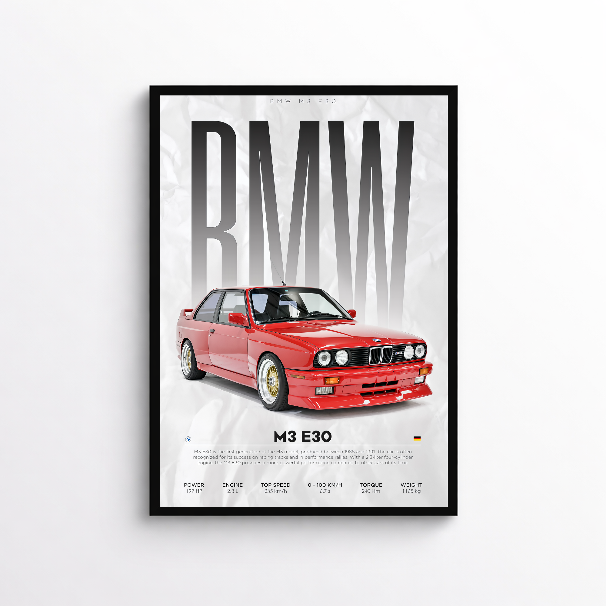 BMW M3 E30 Poster