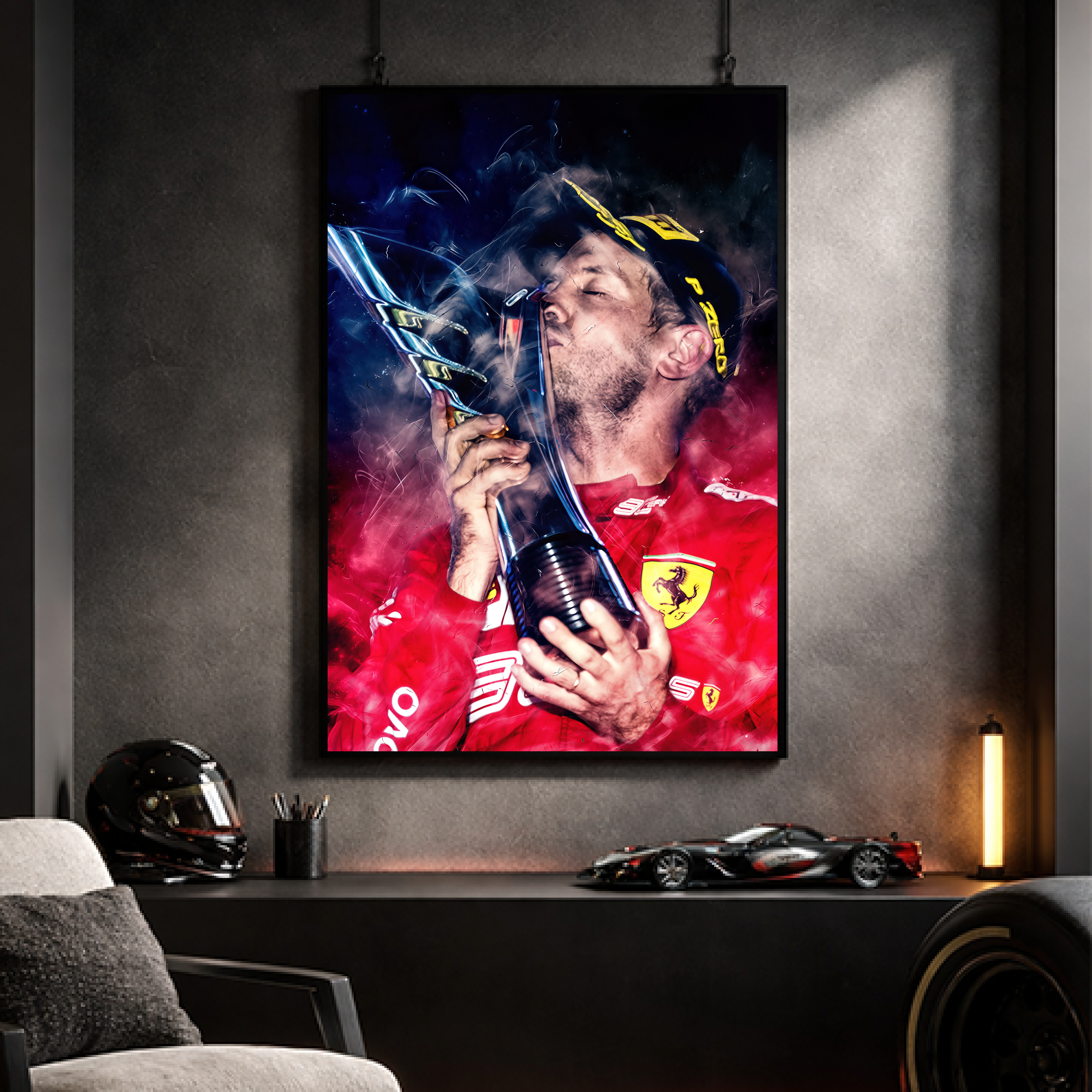 Sebastian Vettel Cup Ferrari Formula 1 Wall Art